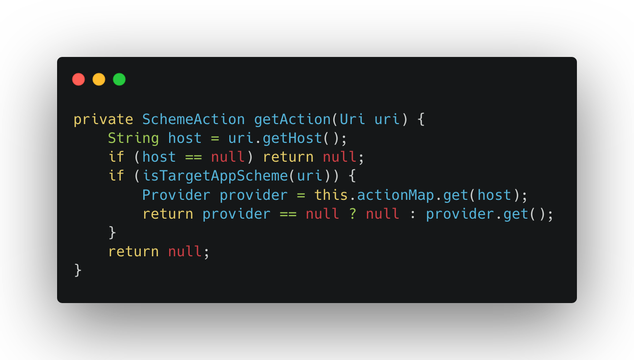Figure from “1-Click ATO: A studycase of common Android apps misconfigurations.” — getAction