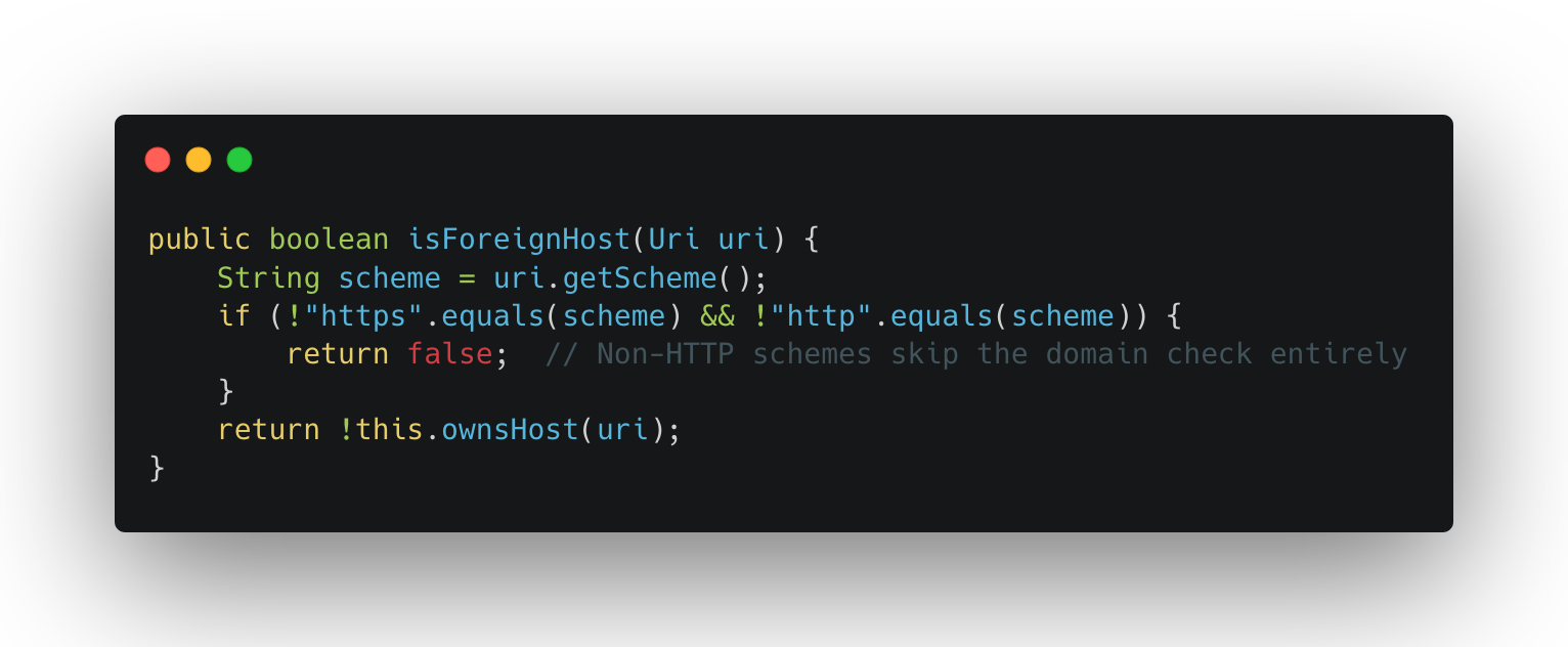 Figure from “1-Click ATO: A studycase of common Android apps misconfigurations.” — isForeignHost